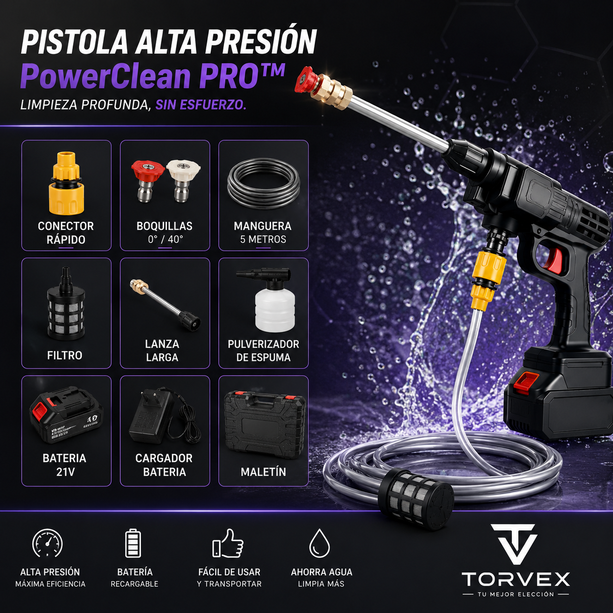 Pistola alta presión profesional portátil doble bateria